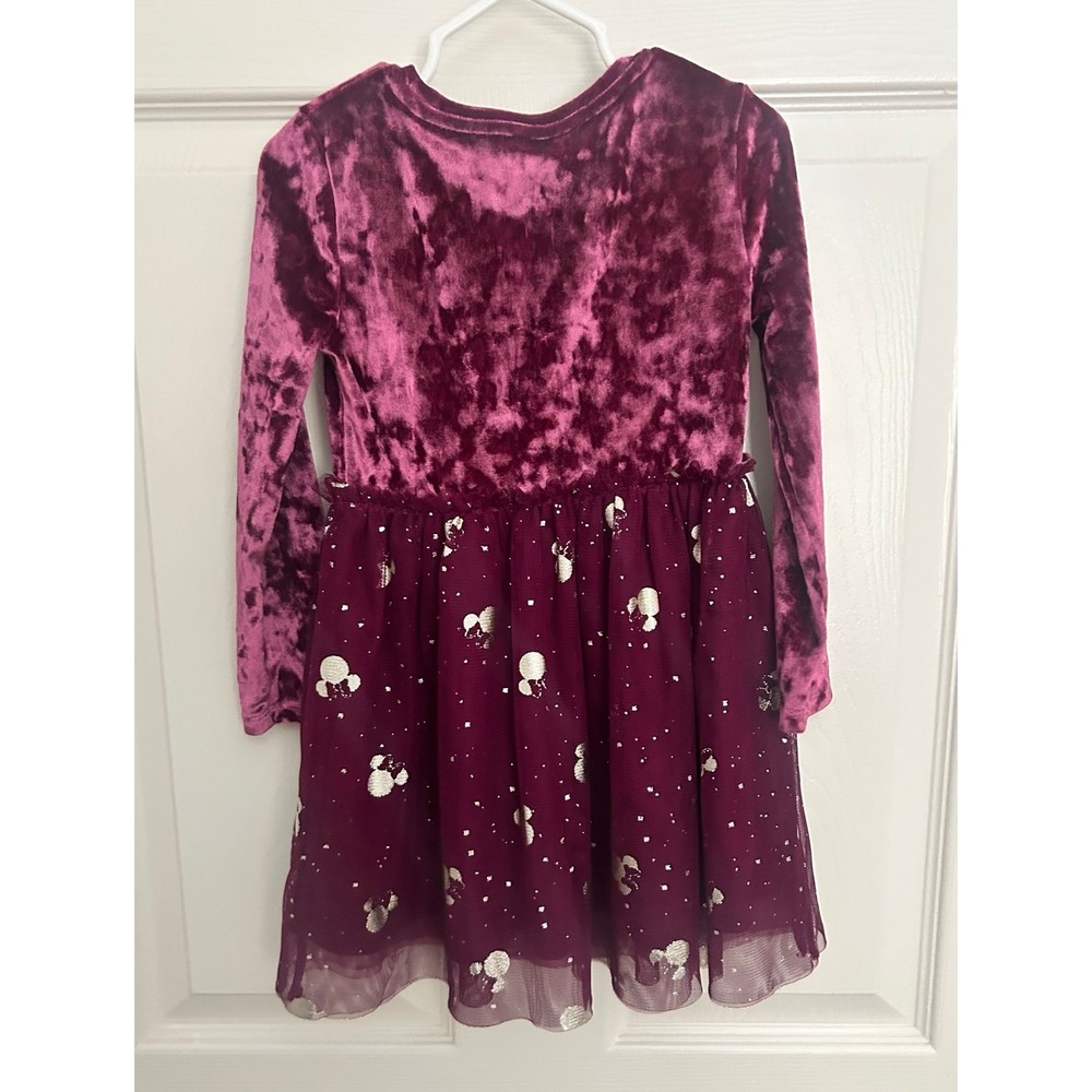 Disney Minnie Mouse Velvet Purple Long Sleeve Tulle Dress 3T - Picture 5 of 5